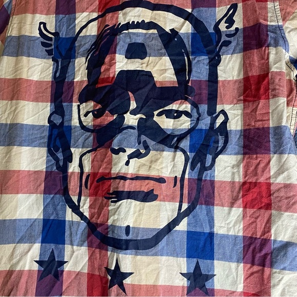 Captain America Marvel Plaid Button Down Short Sleeve Shirt Sz L Comic Avengers - Picture 5 of 8